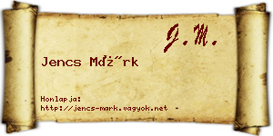 Jencs Márk névjegykártya